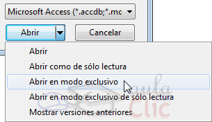 Abrir en modo exclusivo