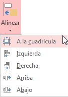 Alinear > A la cuadrícula, izquierda, derecha, arriba, abajo