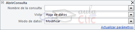 Abrir consulta - Parámetros