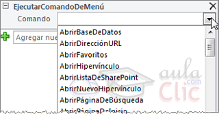 EjecutarComandoDeMenú - Parámetros