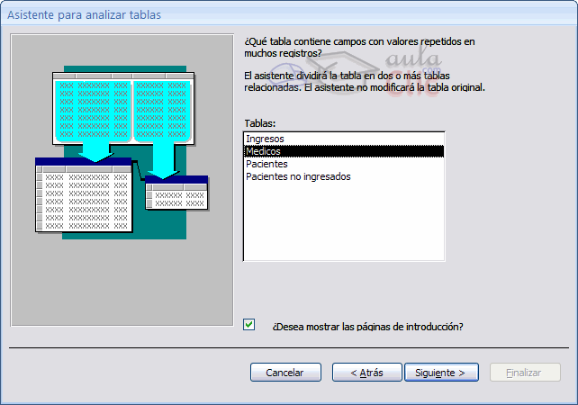 Asistente para analizar tablas > Elegir tabla con valores repetidos