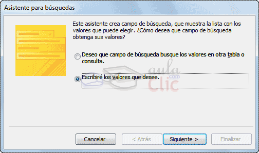 Asistente para búsquedas - Origen de los valores