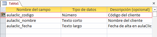 clave principal Access