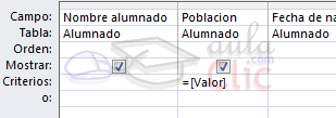 Criterio =[Valor] para indicar parámetro