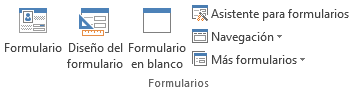 Pestaña Crear > grupo Formularios