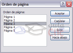 Ventana orden de página