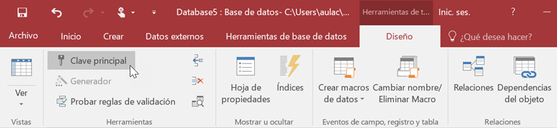 Clave principal en Cinta