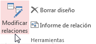 Botón Modificar relaciones en cinta