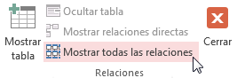 Mostrar todas las relaciones - botón en cinta