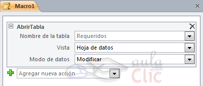Macro Abrir tabla