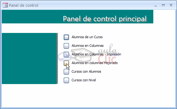 Ejemplo de Panel de control