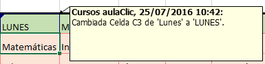 Cambio resaltado - Mensaje informativo