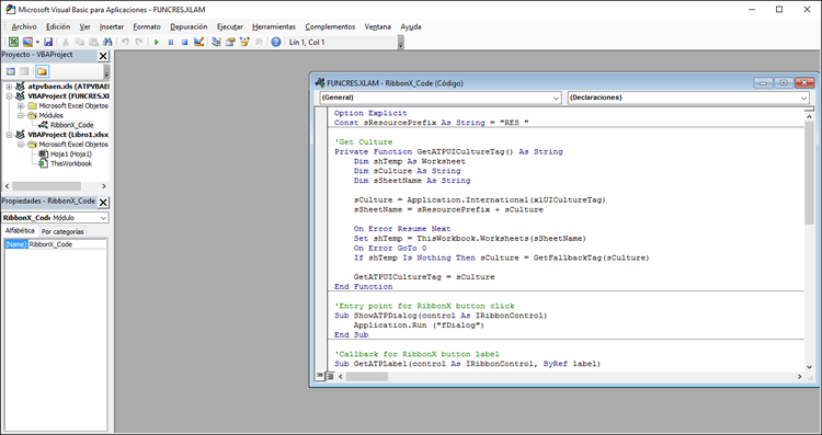 pantalla editor visual basic