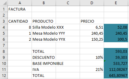 ejemplo factura muebles