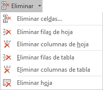 Eliminar elementos tabla