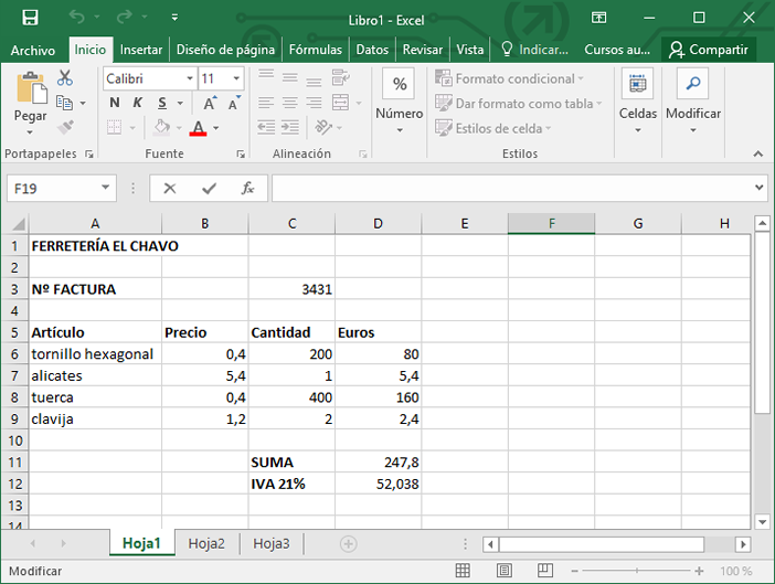 ejemplo 2 hoja de excel