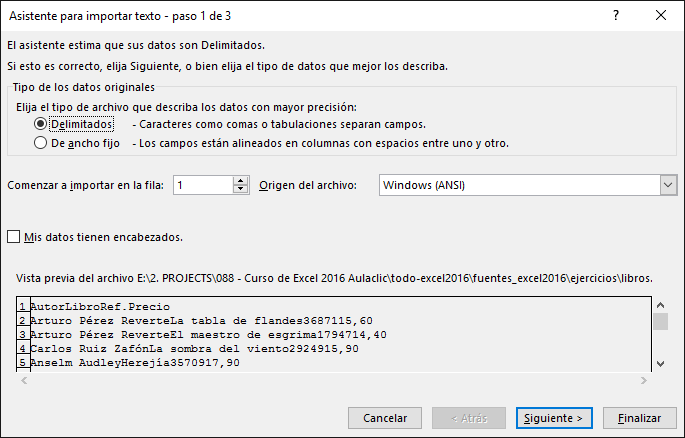 asistente importar datos paso 1