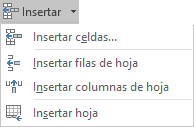 menú Insertar - Filas
