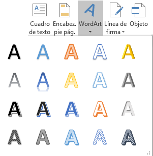 Galer&iacute;a de WordArt