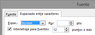 Espacio entre caracteres