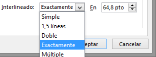 Interlineado Exactamente