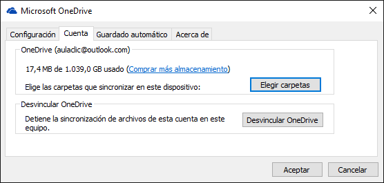 Desvincular OneDrive