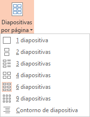 menú Diapositivas por página