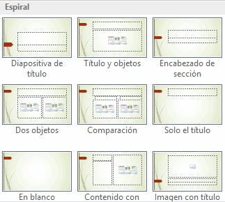 Diseños en una presentación con un tema aplicado