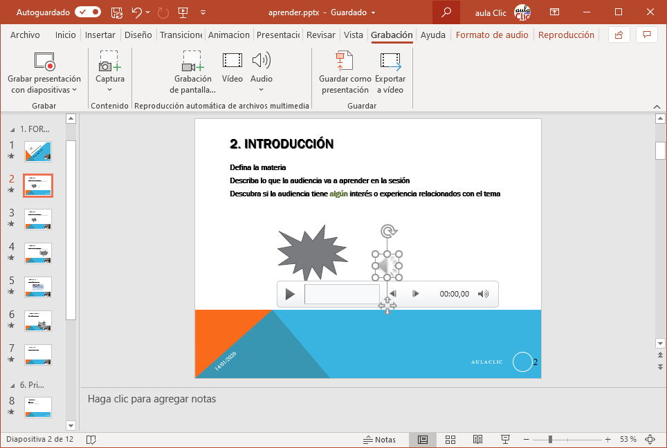 Ficha grabacin en Excel