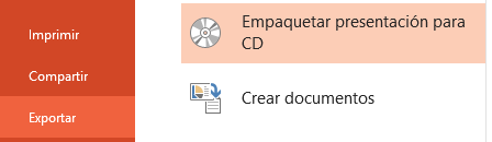 Exportar > Empaquetar para CD