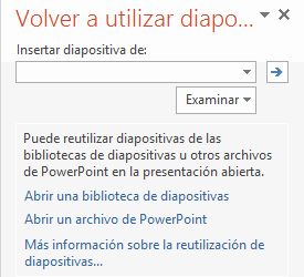 Panel volver a utilizar diapositivas