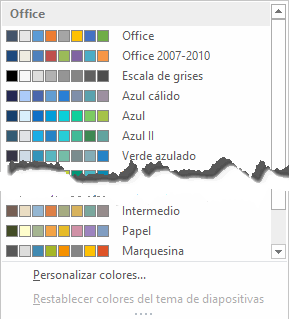 Menú colores