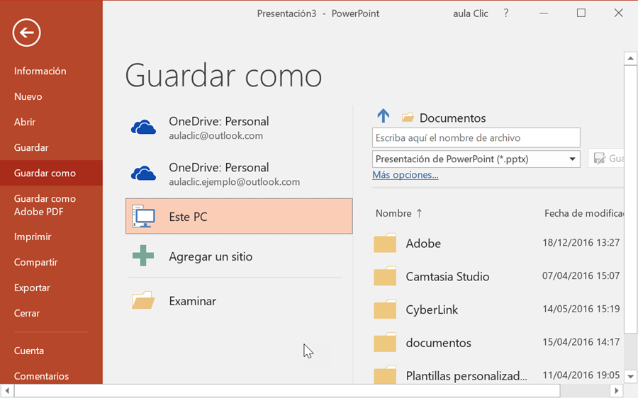 Guardar como... en PowerPoint