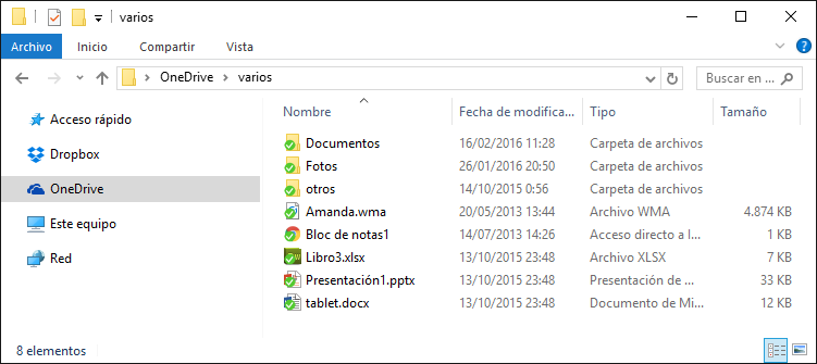 OneDrive en el explorador de archivos