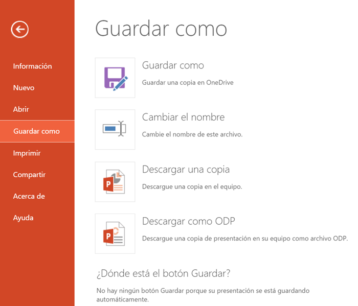 OneDrive guardar como