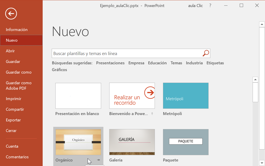 Abrir Nuevo archivo en PowerPoint