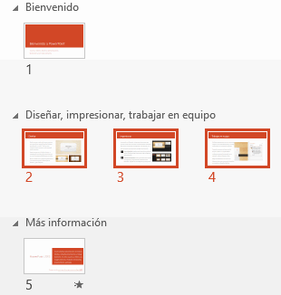 Una diapositiva seleccionada (la 2)