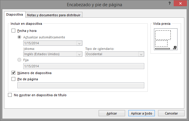 Numeración de diapositivas