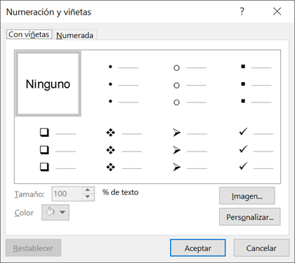 Numeración y viñetas