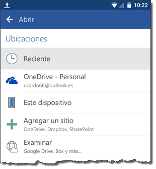 Abrir ubicaciones Word 