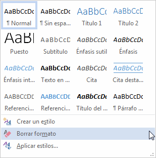 Borrar formato
