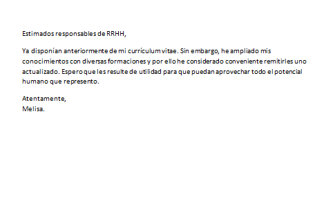 Carta de presentación del currículum