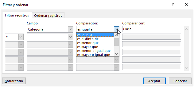 Filtrar y ordenar