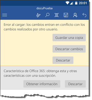 Conflicto al guardar en Word