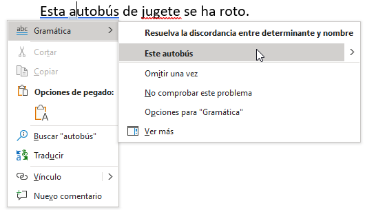 Error gramatical en Word