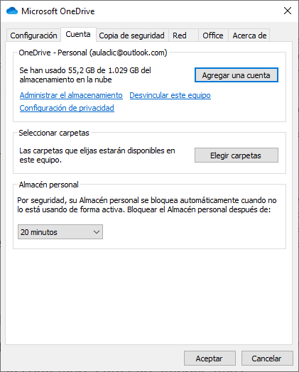 Desvincular OneDrive