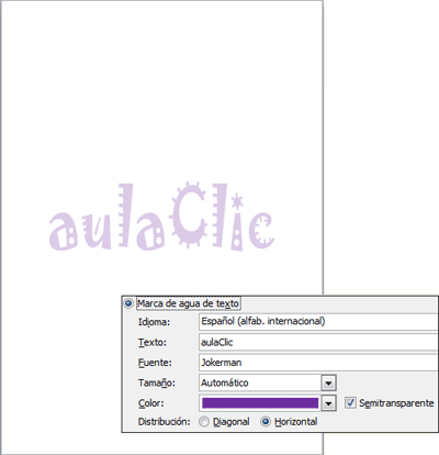 Marca de agua - Texto: Ejemplo