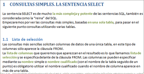 Resultado final de aplicar el estilo Resaltado propio modificado