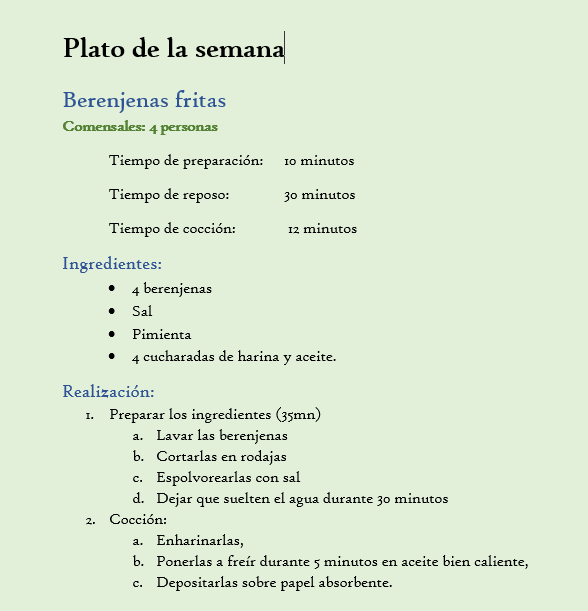 Receta con formato