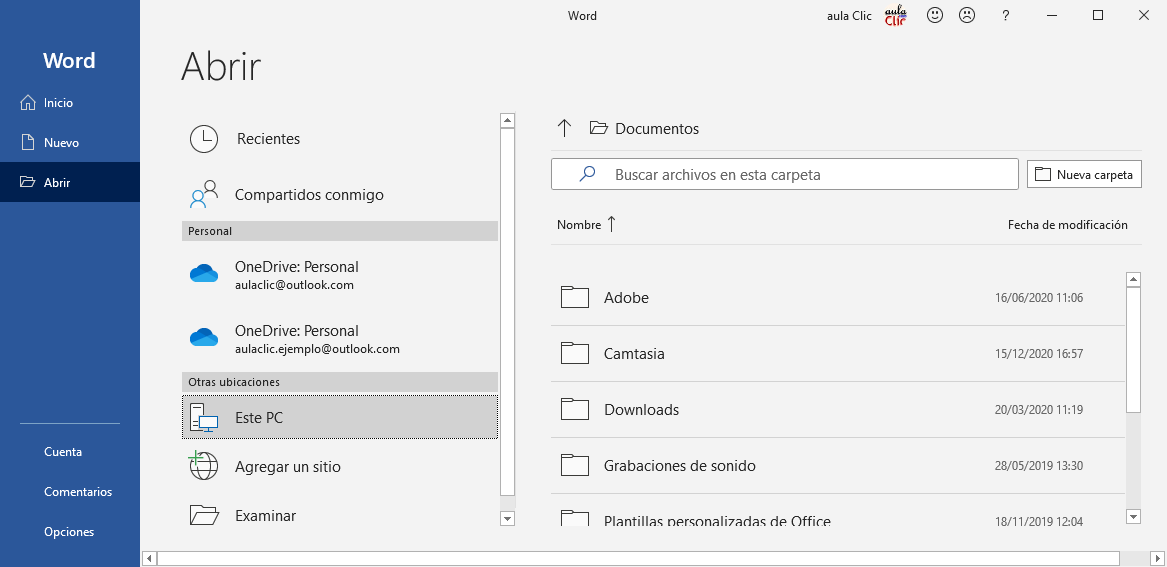 Abrir archivo desde Este PC